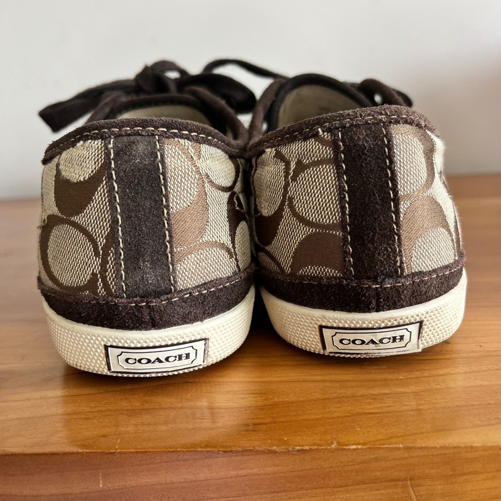 Coach Brad Signature C Monogram Canvas Sneakers Brown Khaki Q900 Mens 10M - Picture 5 of 9